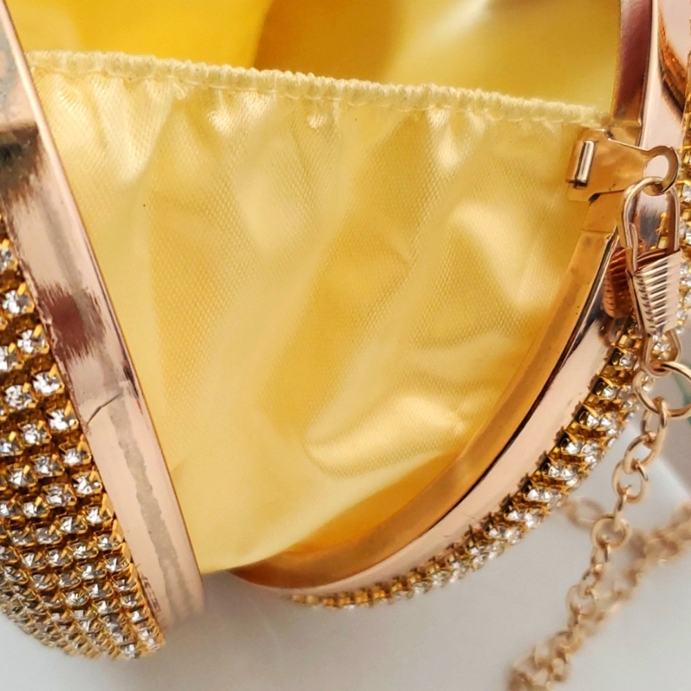 Caleesa Round Gold Tone Wristlet with Rhinestones - Picture 6 of 9